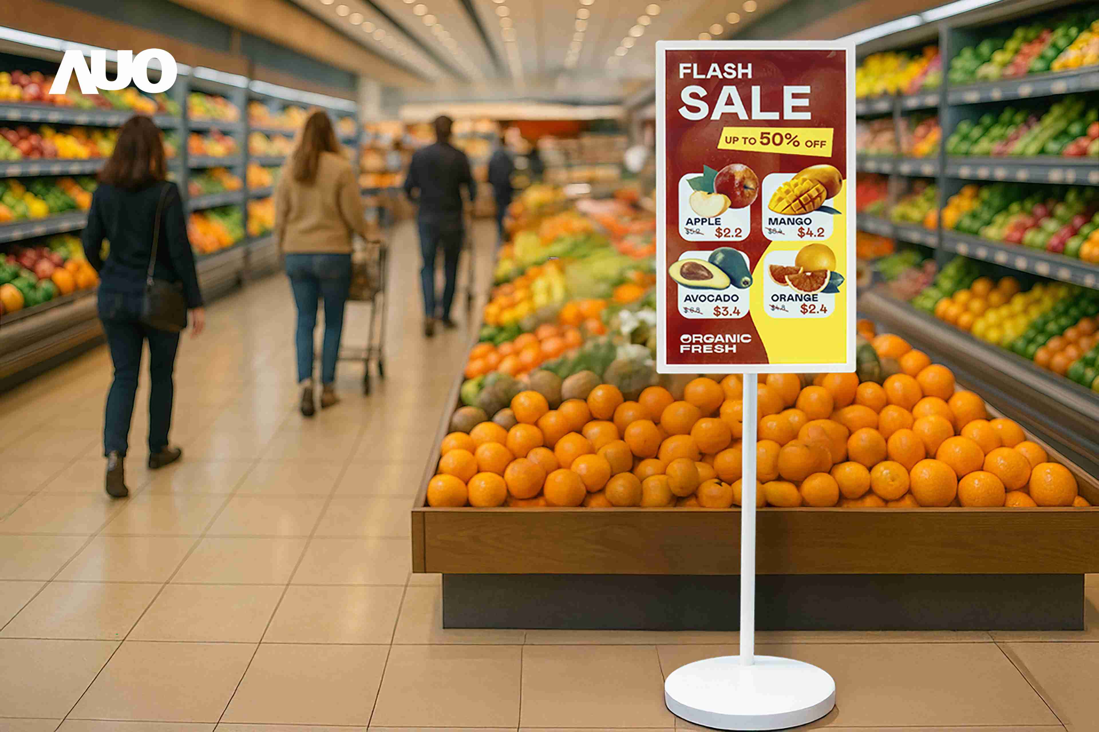 达擎首亮相低功耗、、、全彩的〝aecoPost电子纸解决方案〞，，，仅在更新画面时需要微量的电力驱动，，无需布建电线的便捷设计，，，使其可灵活应用、、随意置放，，并可透过云端或行动装置app，，，轻松管理及排程广告内容，，，晋升店头营销利器。。